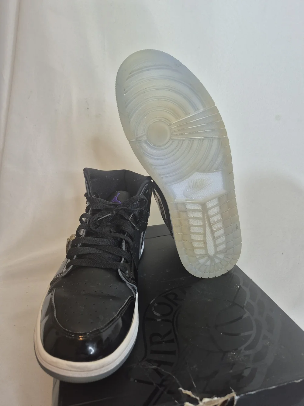 Air Jordan 1 Mid  Sneakers with White Midsole and Subtle Purple Accent